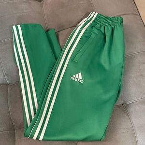 adidas Green Joggers with White Stripes